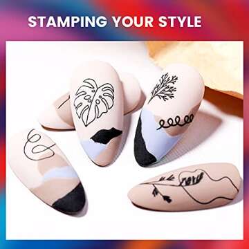 NICOLE DIARY 6Pc Nail Art Stamping Polish Nail Plate Printing Varnish Gold Silver White Black Red Nail Plate Polish for Manicure Printing Novel Nail polish Sets