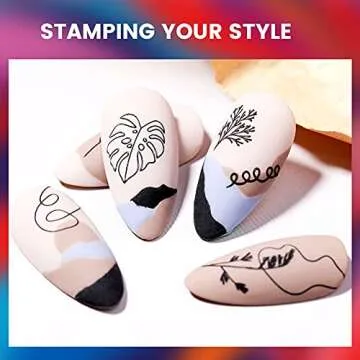 NICOLE DIARY 6Pc Nail Art Stamping Polish Nail Plate Printing Varnish Gold Silver White Black Red Nail Plate Polish for Manicure Printing Novel Nail polish Sets