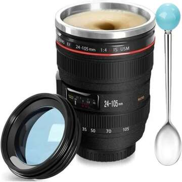 Camera Lens Coffee Mug for Photographers - Fun Gift