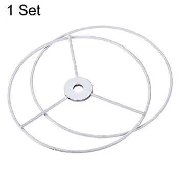 uxcell Lamp Shade Ring, 150mm Dia. Lampshade Holder Frame for Connecting Lamps Harp, Baked Coating Iron 1 Set