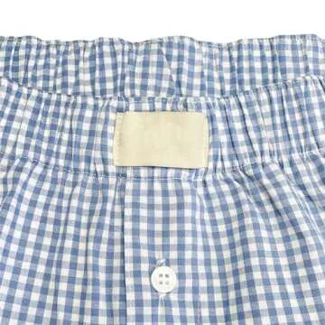 Women Y2k Pajamas Shorts Micro Button Boxers Elastic Waist Cute Pj Bottoms Summer Plaid Lounge Short (A White Blue, S)