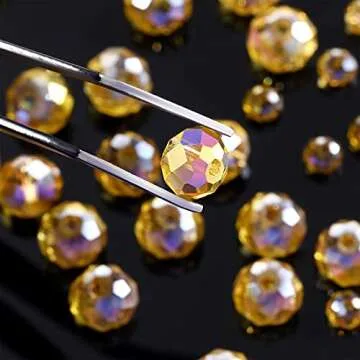 WILLBOND 600 Pcs Crystal Glass Beads for Jewelry Making Bulk Faceted Gemstone Rondelle Loose Beads f...