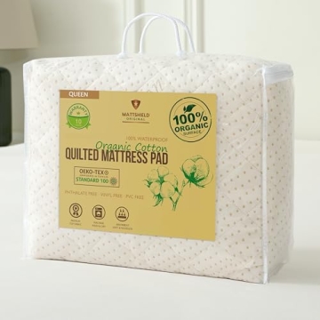 Luxury Quilted Waterproof Organic Mattress Pad Protector Queen - Certified Organic Cotton, Skin-Frie...