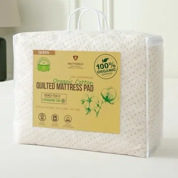 Luxury Quilted Waterproof Organic Mattress Pad Protector Queen - Certified Organic Cotton, Skin-Frie...
