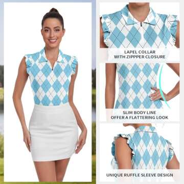 Womens Argyle Sleeveless Golf Shirt - Stylish and Comfortable