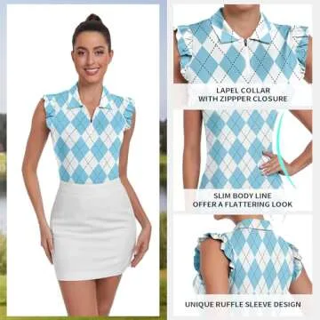 Womens Argyle Sleeveless Golf Shirt - Stylish and Comfortable