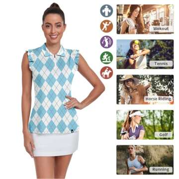 Womens Argyle Sleeveless Golf Shirt - Stylish and Comfortable