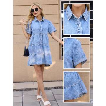 Acydar Denim Dress - Chic Blue Jean Casual Wear