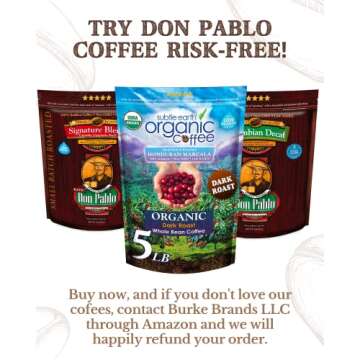 Subtle Earth Organic Coffee - Dark Roast - Whole Bean Coffee - 100% Arabica Beans - Low Acidity and Non-GMO - 5lb bag