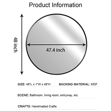 Eruner Large Round Mirror Black Modern Vanity Wall