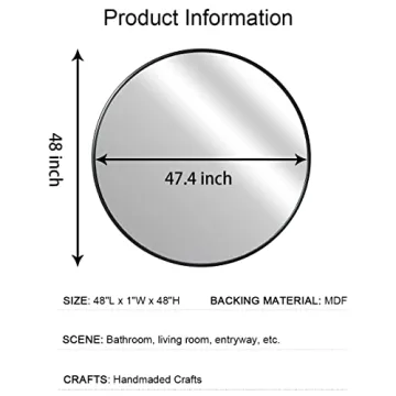 Eruner Large Round Mirror Black Modern Vanity Wall