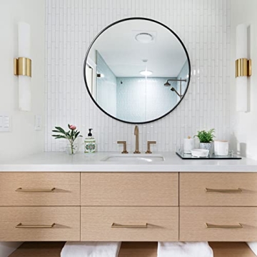 Eruner Large Round Mirror Black Modern Vanity Wall