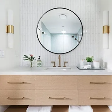 Eruner Large Round Mirror Black Modern Vanity Wall