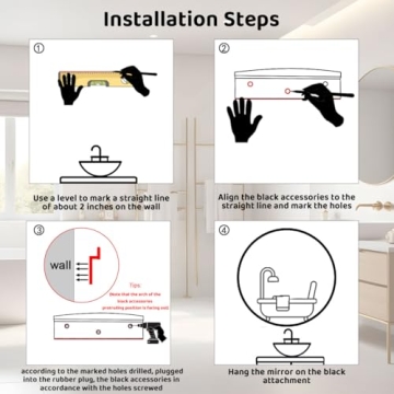 Eruner Large Round Mirror Black Modern Vanity Wall