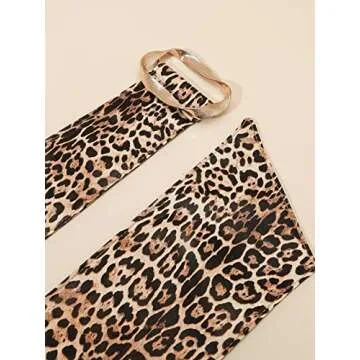 Women's Wrap Wide Cinch Belt Vintage Faux Leather Leopard Print Waist Belt Waistband for Dress