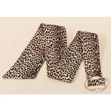 Women's Wrap Wide Cinch Belt Vintage Faux Leather Leopard Print Waist Belt Waistband for Dress
