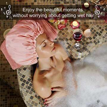 Shower Cap For Women Men 3PCS Shower Caps For Women Waterproof Extra Large Shower Cap Big Lined Rber...