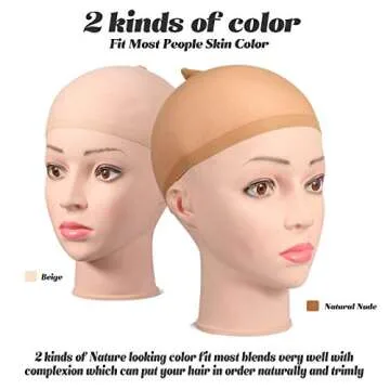 100 Pcs Wig Caps Stocking Caps for Wigs Stretchy Nylon Wig Cap for Women Elastic Medium Nude Wig Cap...