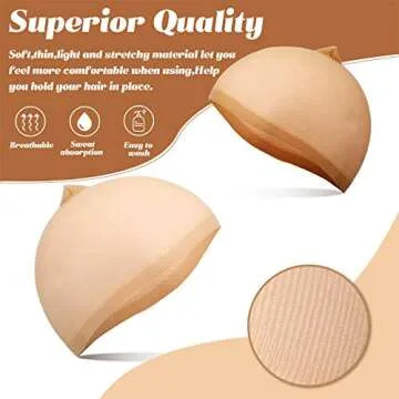 100 Pcs Wig Caps Stocking Caps for Wigs Stretchy Nylon Wig Cap for Women Elastic Medium Nude Wig Cap for Cosplay(Beige and Natural Nude)