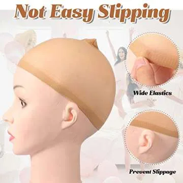 100 Pcs Wig Caps Stocking Caps for Wigs Stretchy Nylon Wig Cap for Women Elastic Medium Nude Wig Cap for Cosplay(Beige and Natural Nude)