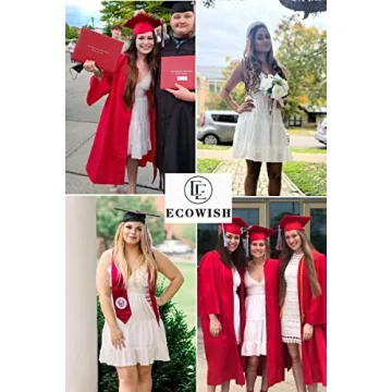 ECOWISH Women's V-Neck Lace Mini Dress Summer Boho