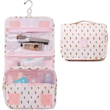 Stylish Narwey Hanging Toiletry Bag for Women Travel Makeup Essentials - Cactus