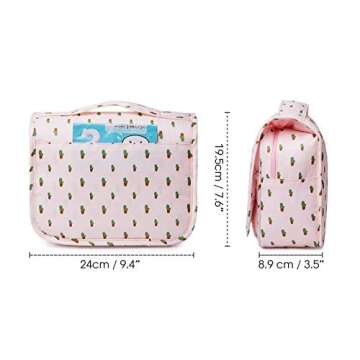 Narwey Hanging Toiletry Bag for Women Travel Makeup Bag Organizer Toiletries Bag for Travel Size Cosmetics Essentials Accessories (Cactus)