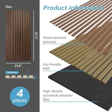 Art3d Dark Walnut Acoustic Panels - 4 Pack Sound Absorption