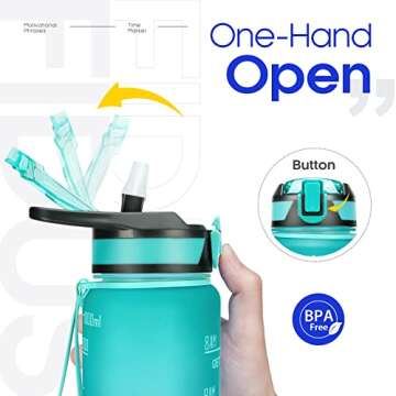 Fidus 32oz Motivational Water Bottles with Times to Drink & Straw,Leakproof BPA Free Bottle with Time Marker to Ensure You Drink Enough Water Daily for Fitness, Gym and Outdoor Sports