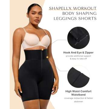 SHAPELLX Women High Waist Leggings Tummy Control ElasticFuse Waistband Shaping Leggings Waist Trainer Yoga Pants