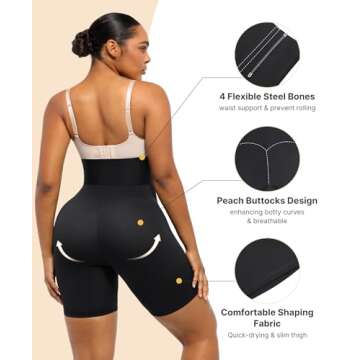 SHAPELLX Women High Waist Leggings Tummy Control ElasticFuse Waistband Shaping Leggings Waist Trainer Yoga Pants