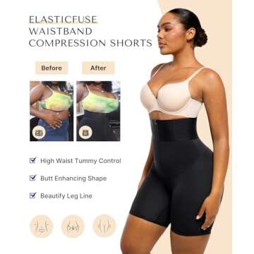 SHAPELLX Women High Waist Leggings Tummy Control ElasticFuse Waistband Shaping Leggings Waist Trainer Yoga Pants