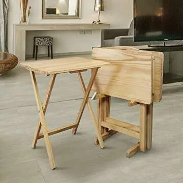 Casual Home 660-40 Tray Table Set, Natural - 5 Piece Folding Tables