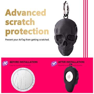 Compatible with Apple AirTag Case for AirTag Keychain | Silicone Protective case Secure Holder with Key Ring | Anti-Scratchfor Apple AirTags Case Accessories (Black)