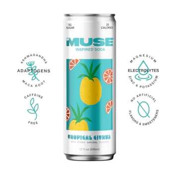 MyMuse Inspired Soda™ – Low Sugar, Low Calorie, Adaptogen-Enhanced Refreshment - 12 Pack, Tropic...