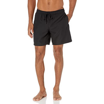 Amazon Men's Quick-Dry Swim Trunk in Black, Medium