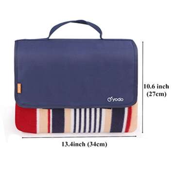 yodo Extra Large Outdoor Waterproof Picnic Blanket Tote 79" x 59,Spring Summer Navy/Red Stripe