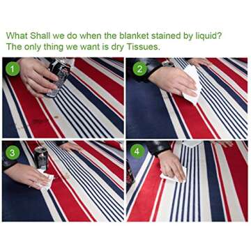 yodo Extra Large Outdoor Waterproof Picnic Blanket Tote 79" x 59,Spring Summer Navy/Red Stripe