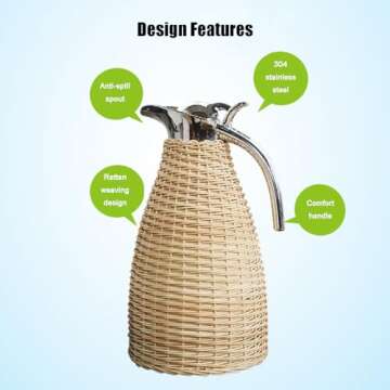 CUTSKY 2L Insulated Coffee Carafe for Hot & Cold Beverages