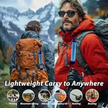1 Pack Personal Water Filter Straw, Portable Outdoor Emergency Survival Gear for Hiking, Camping, Travel, Hunting & Fishing
