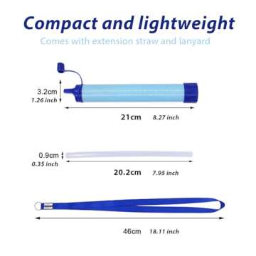 1 Pack Personal Water Filter Straw, Portable Outdoor Emergency Survival Gear for Hiking, Camping, Travel, Hunting & Fishing