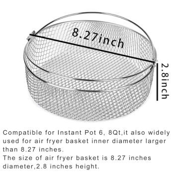 Versatile Air Fryer Basket for Instant Pot 6, 8Qt