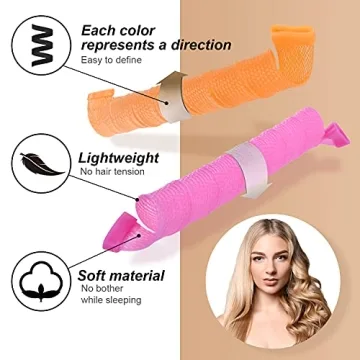 No Heat Hair Curlers Spiral Set with Styling Hooks - 40pcs