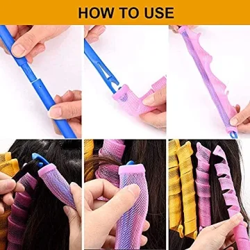 No Heat Hair Curlers Spiral Set with Styling Hooks - 40pcs