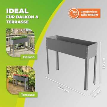 Bio Green Metal Raised Garden Bed Freising-XL with Drainage - Perfect for Herbs, Flowers, and Vegeta...