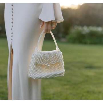UBORSE Mini Women Pearl Clutch Bag Noble Crystal Beaded Small Evening Bag Chic Top-Handle Pearl Bag ...