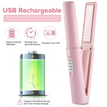 JMFONE Cordless Mini Hair Straightener for Travel