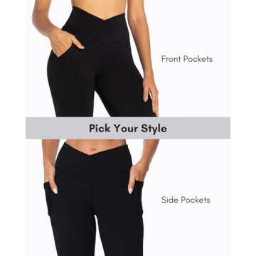 Sunzel Flare Leggings for Women - Crossover Yoga Pants with Pockets and Tummy Control