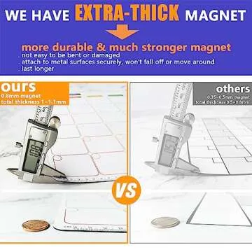Mag-Fancy Magnetic Calendar for Refrigerator Set. Weekly Dry Erase Fridge Calendar Whiteboard Meal Planner Menu Board - Thickened Magnet. with Fine Tip Marker & Eraser & Personal Organizers