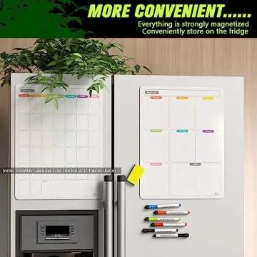 Mag-Fancy Magnetic Calendar for Refrigerator Set. Weekly Dry Erase Fridge Calendar Whiteboard Meal Planner Menu Board - Thickened Magnet. with Fine Tip Marker & Eraser & Personal Organizers